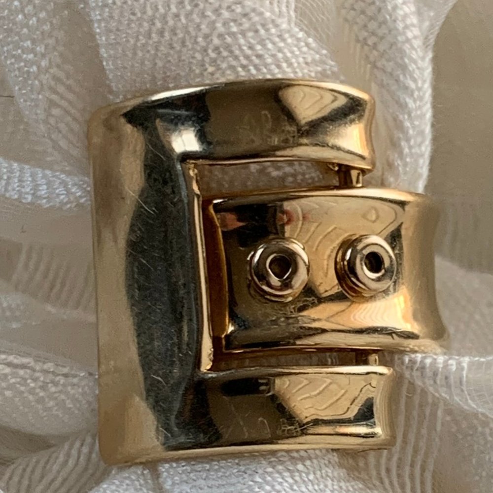 14K YG BIG BOLD CHUNKY BUCKLE RING SIZE 6